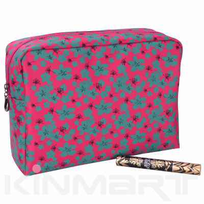 Large Floral Cosmetic Bag Personalizable